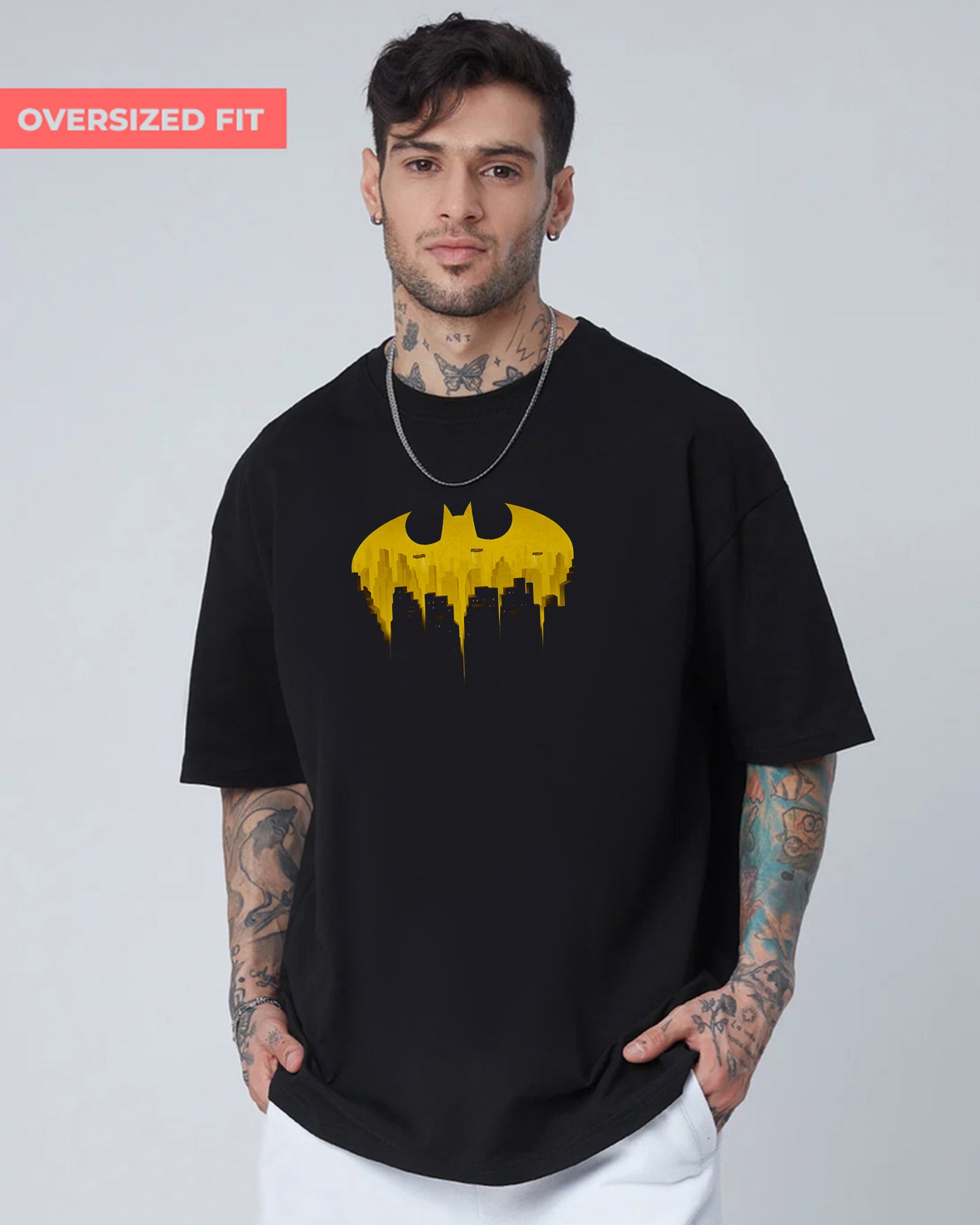 BATMAN MIDNIGHT BATMAN FIT BLACK OVERSIZED T-SHIRT