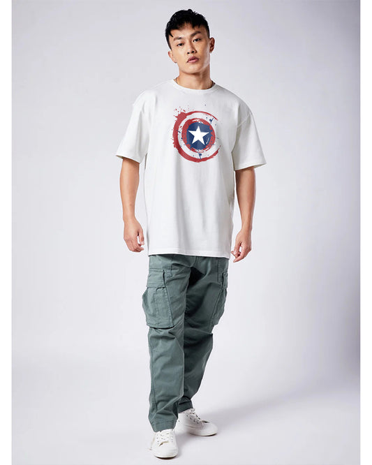 CAPTAIN AMERICA SHIELD WHITE OVERSIZED T-SHIRT