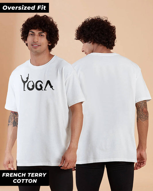 YOGA FIT AND ENERGETIC WHITE OVERSIZED T-SHIRT