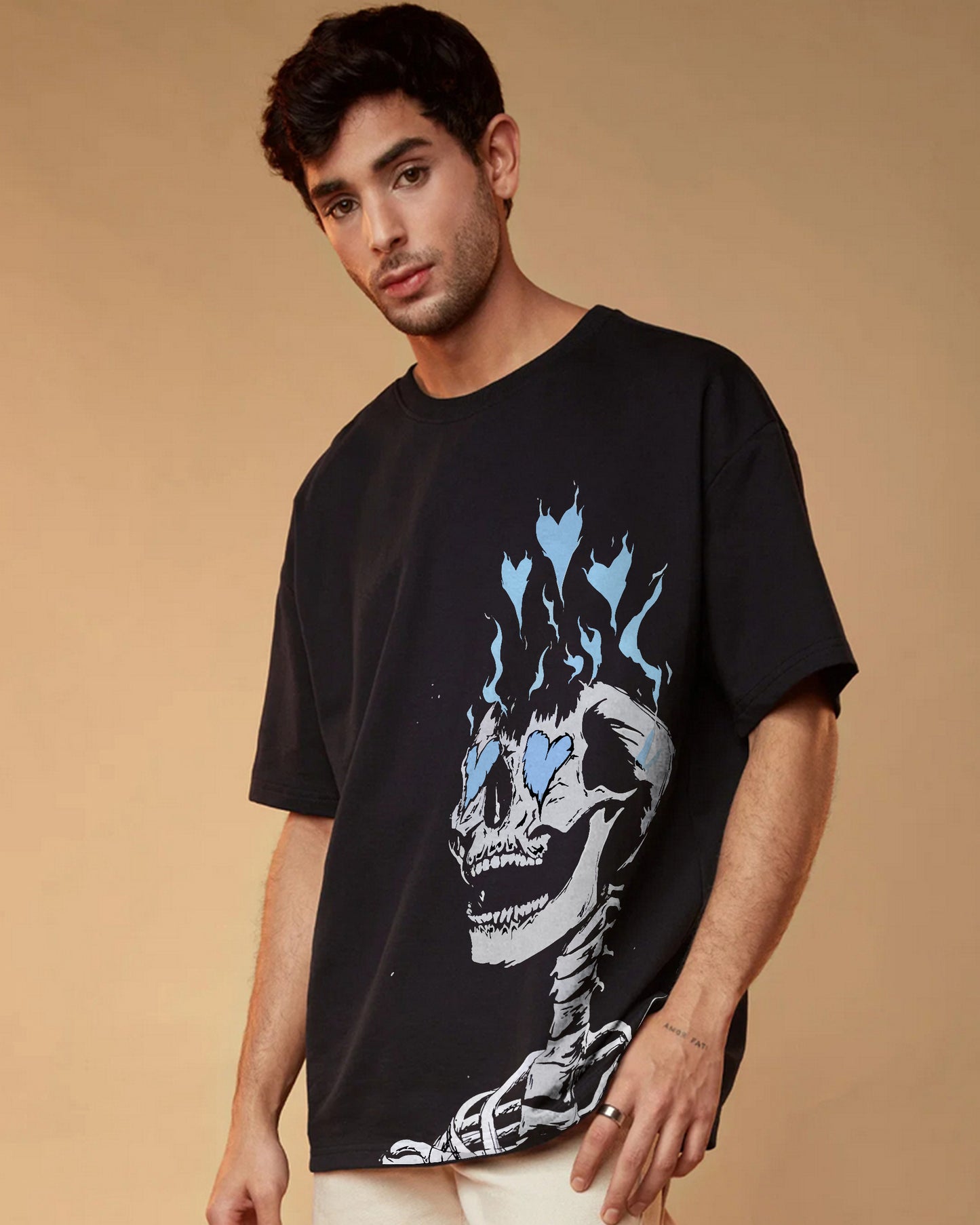 SKELETAL IN LOVE BLACK OVERSIZED T-SHIRT