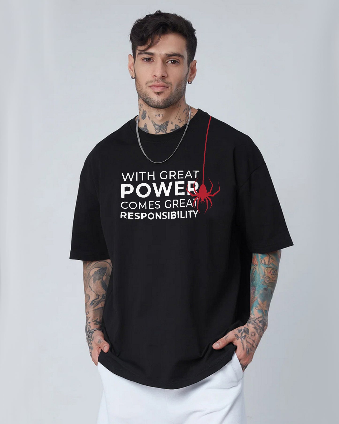 SPIDER MAN POWER BLACK OVERSIZED T-SHIRT