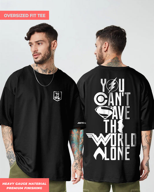 JUSTICE LEAGUE BLACK OVERSIZED T-SHIRT