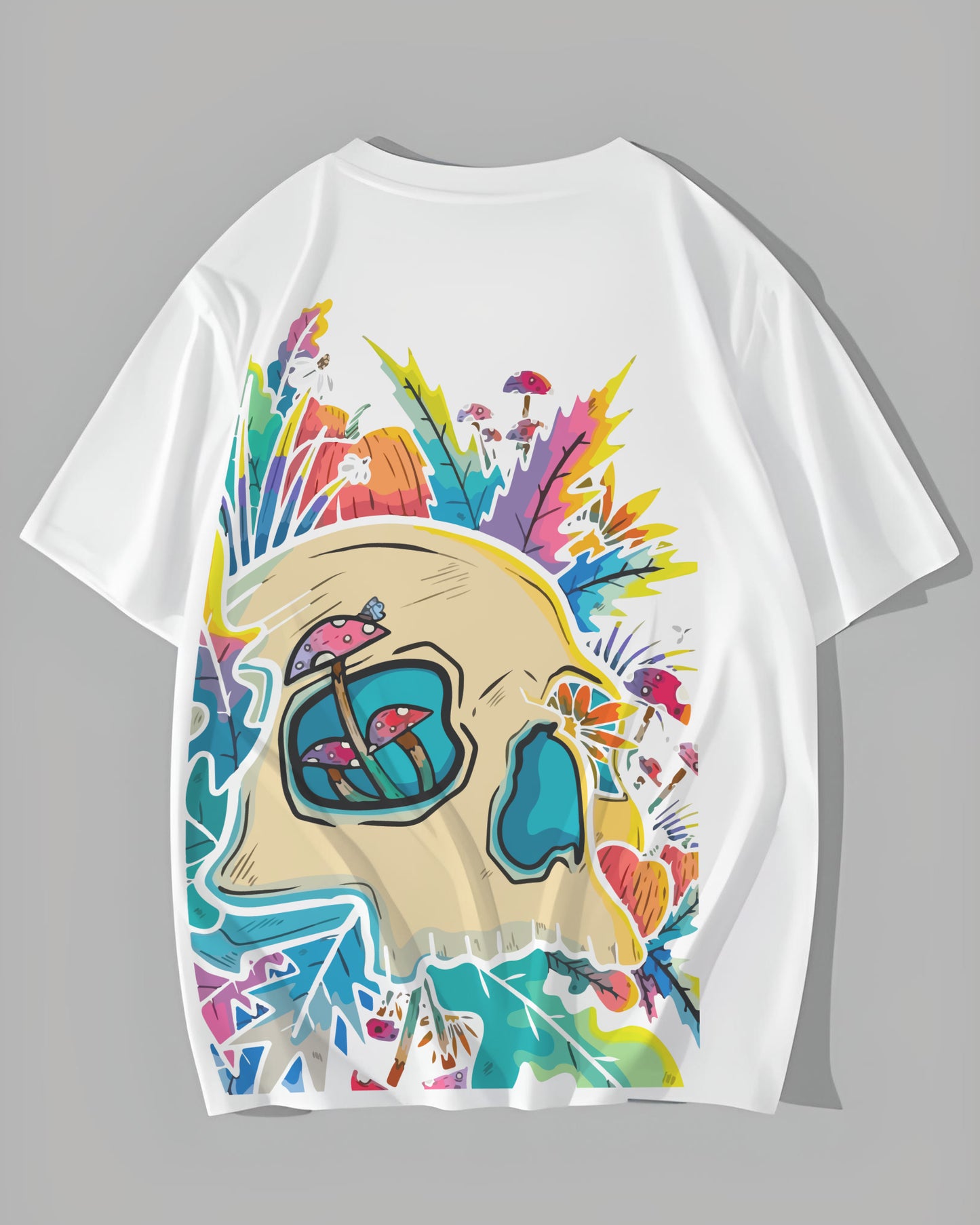 COLOURFUL SKELETON FREEDOM WHITE OVERSIZED T-SHIRT