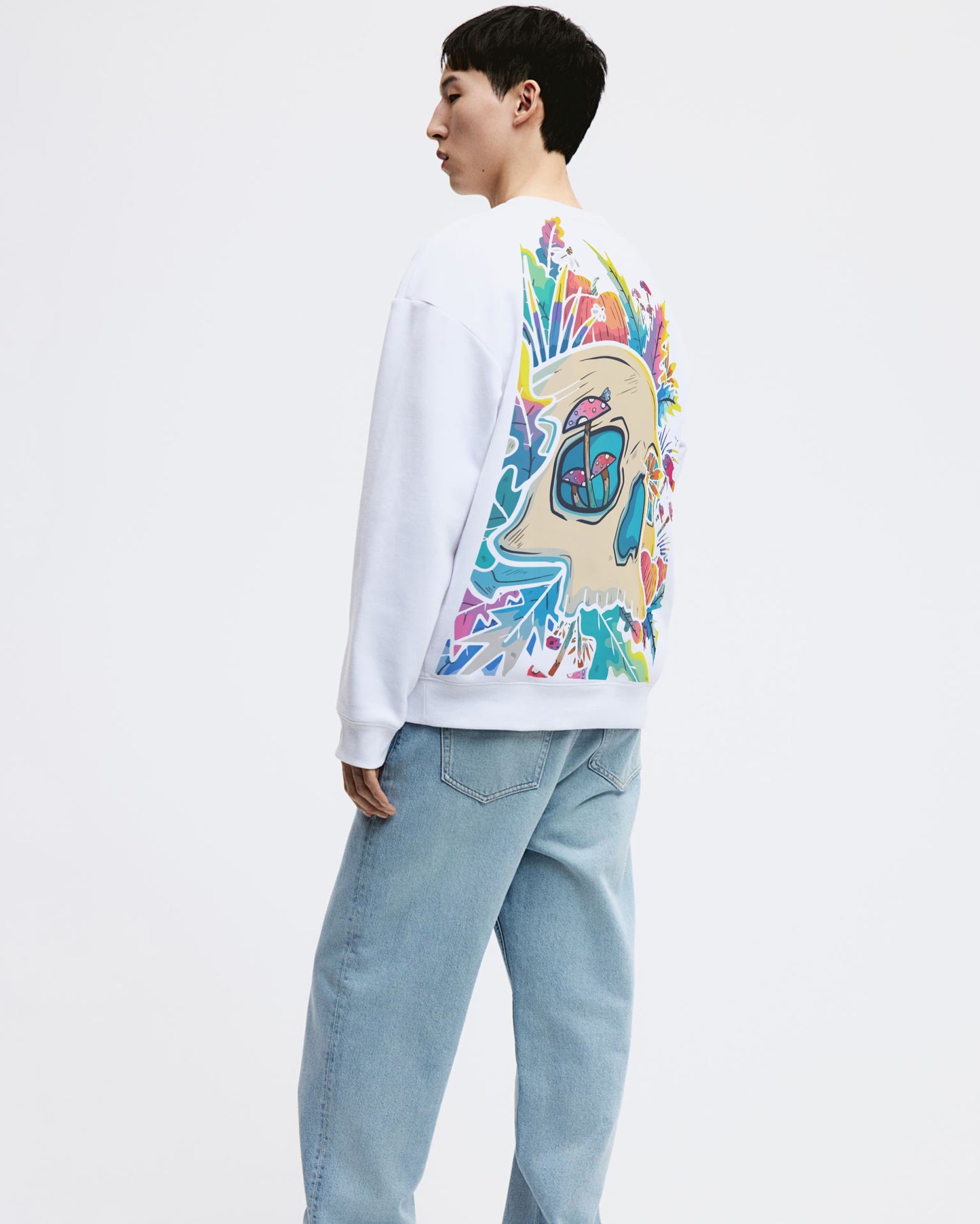 COLORFUL SKELETON FREEDOM WHITE REGULAR SWEATSHIRT