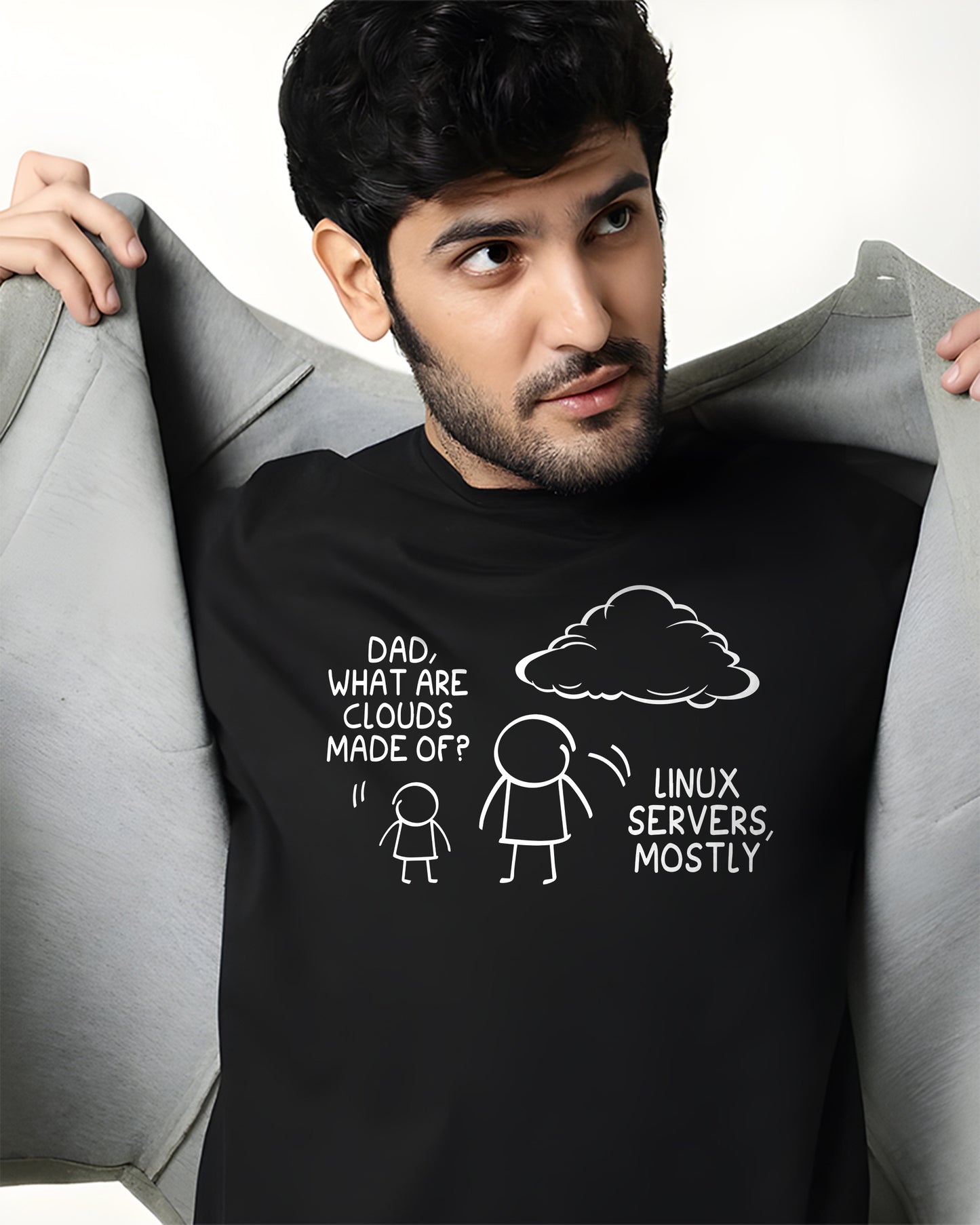 COMPUTER CLOUD SERVERS BLACK TSHIRT