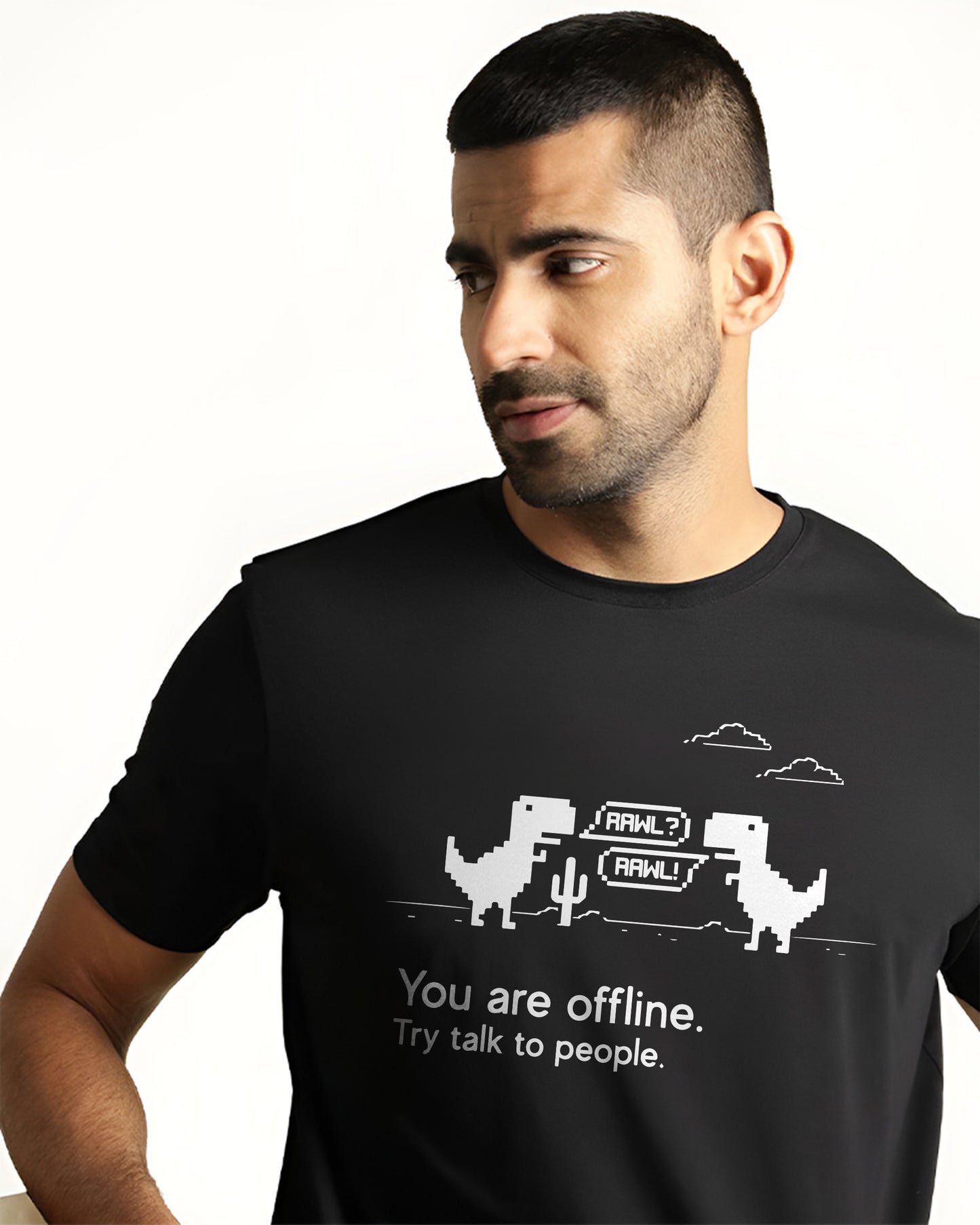 INTROVERTS LET'S TALK OFFLINE BLACK T-SHIRT