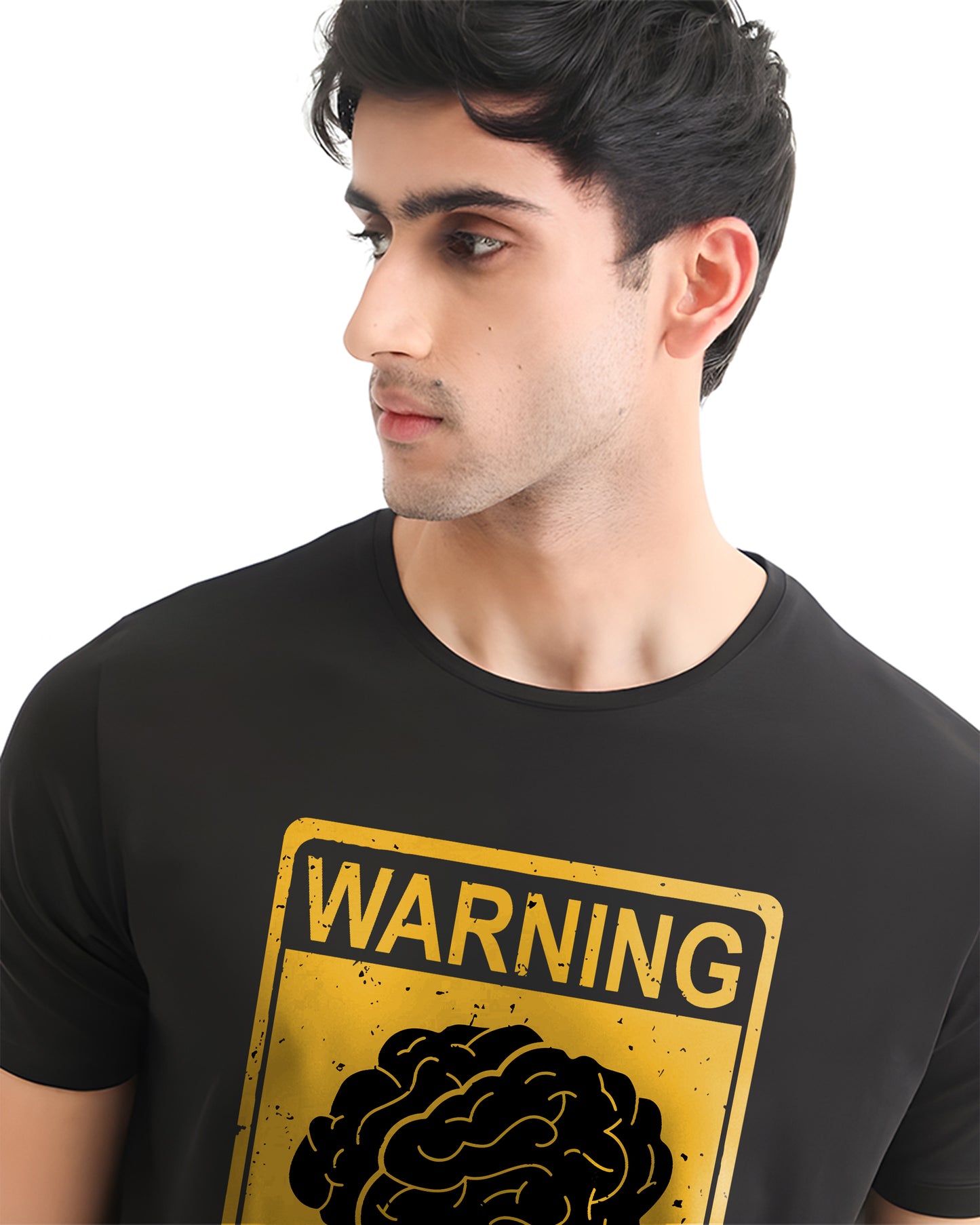 WARNING BRAIN HIGH ACTIVITY BLACK T-SHIRT