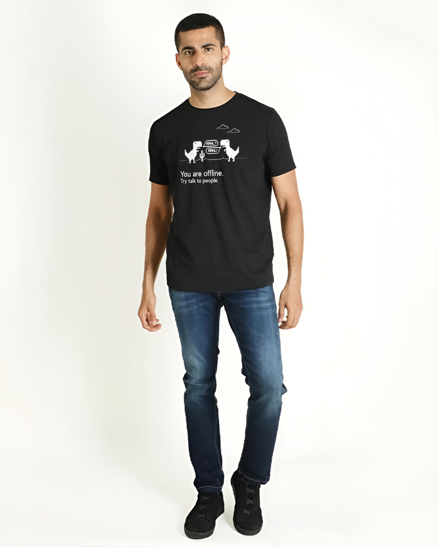 INTROVERTS LET'S TALK OFFLINE BLACK T-SHIRT