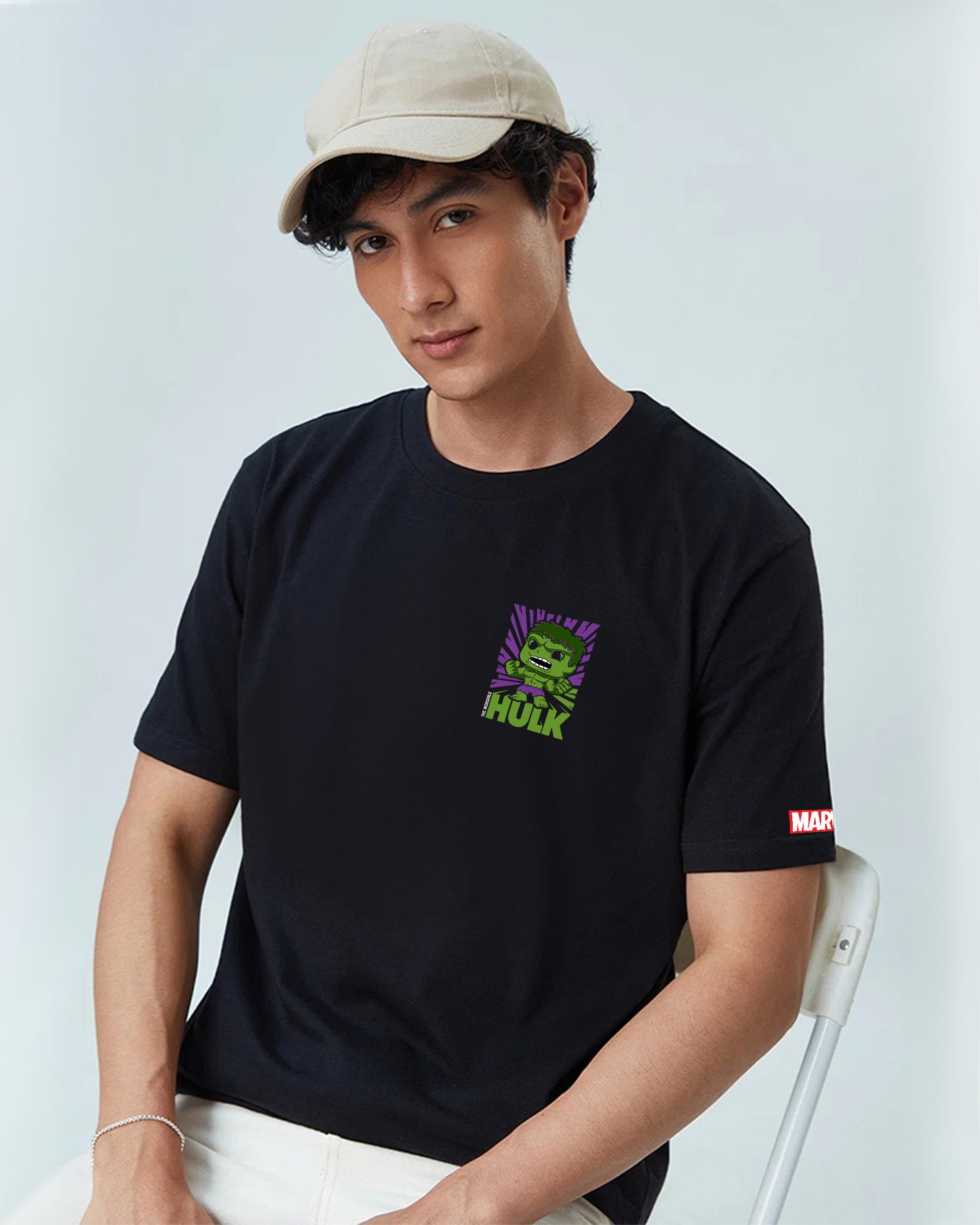 Marvel Hulk Black Cotton | Regular Fit Tee