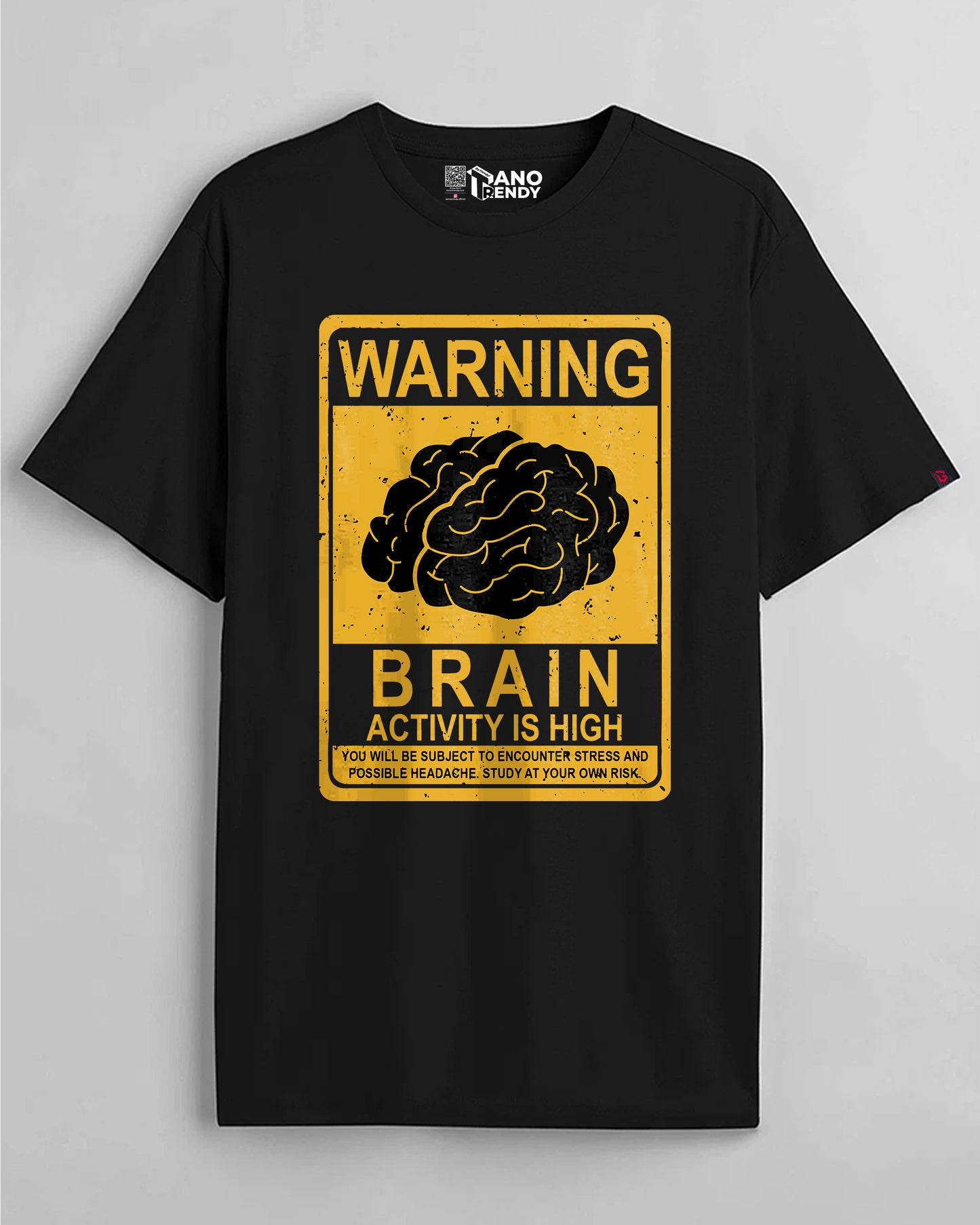 WARNING BRAIN HIGH ACTIVITY BLACK T-SHIRT