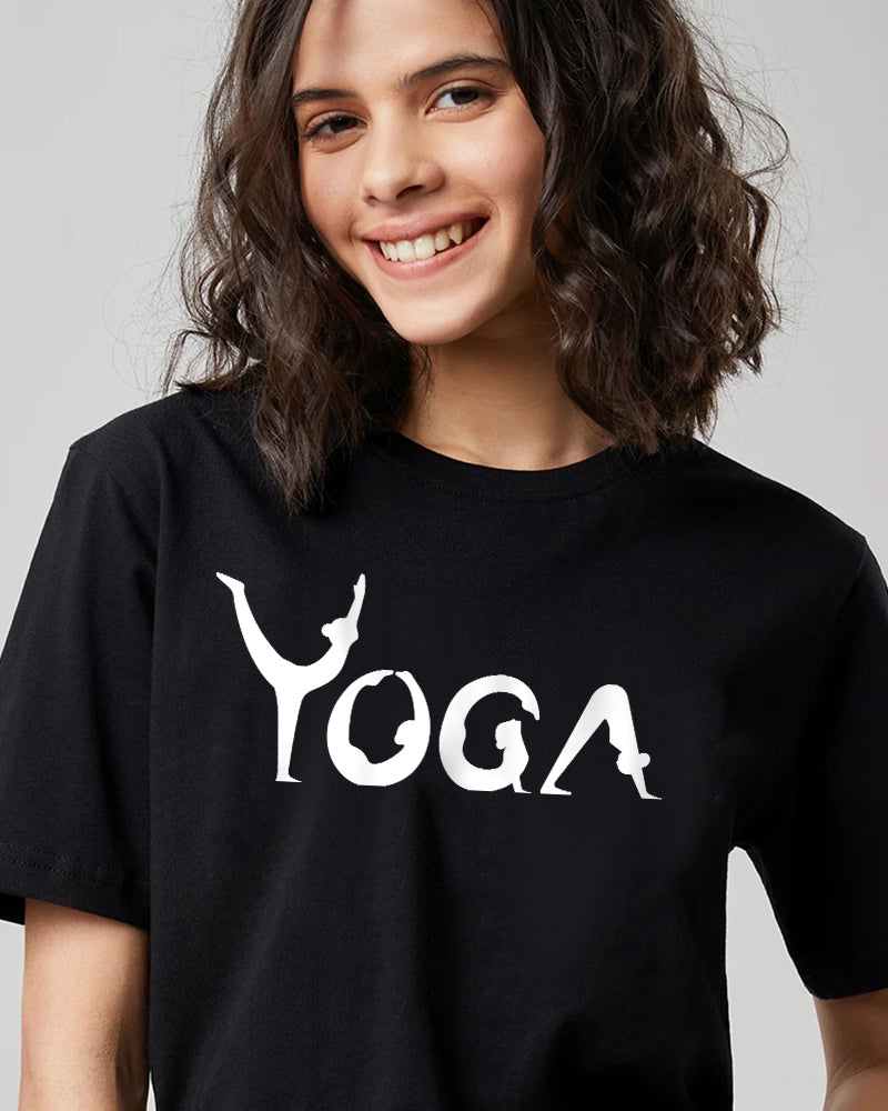 YOGA FIT AND ENERGETIC REGULAR FIT BLACK T-SHIRT