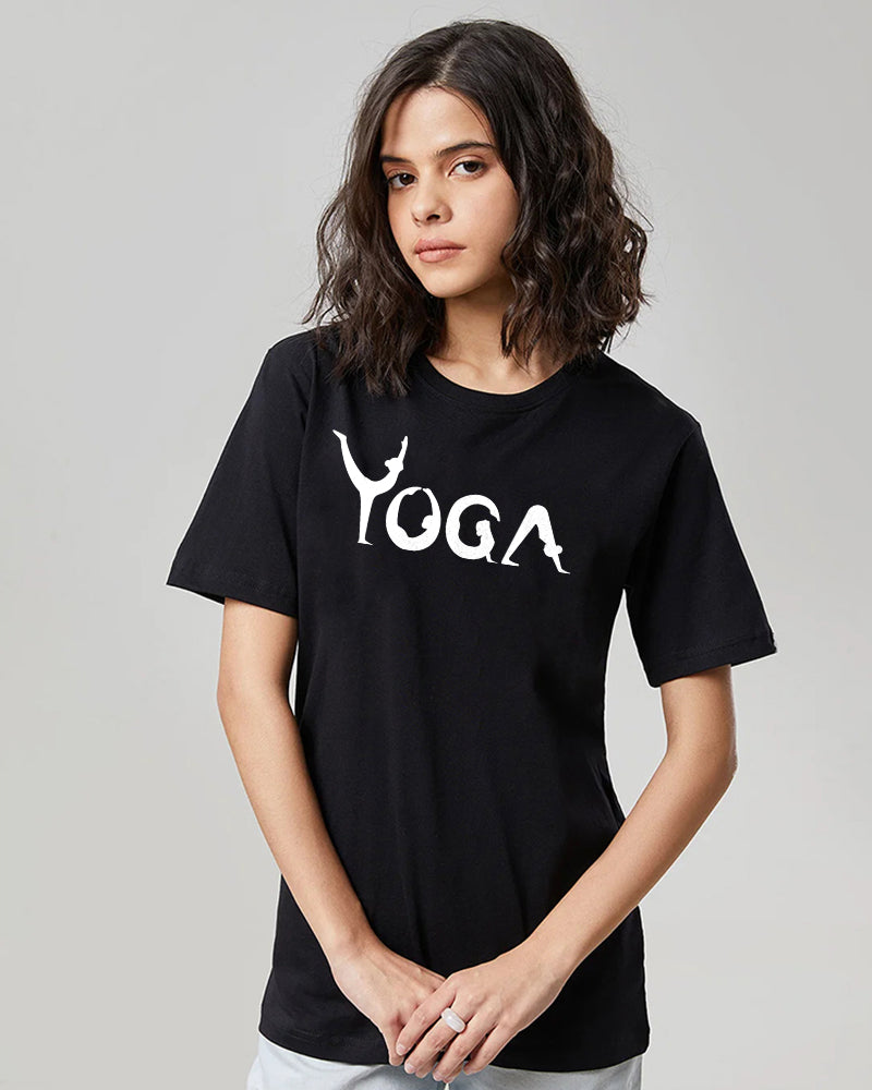 YOGA FIT AND ENERGETIC REGULAR FIT BLACK T-SHIRT