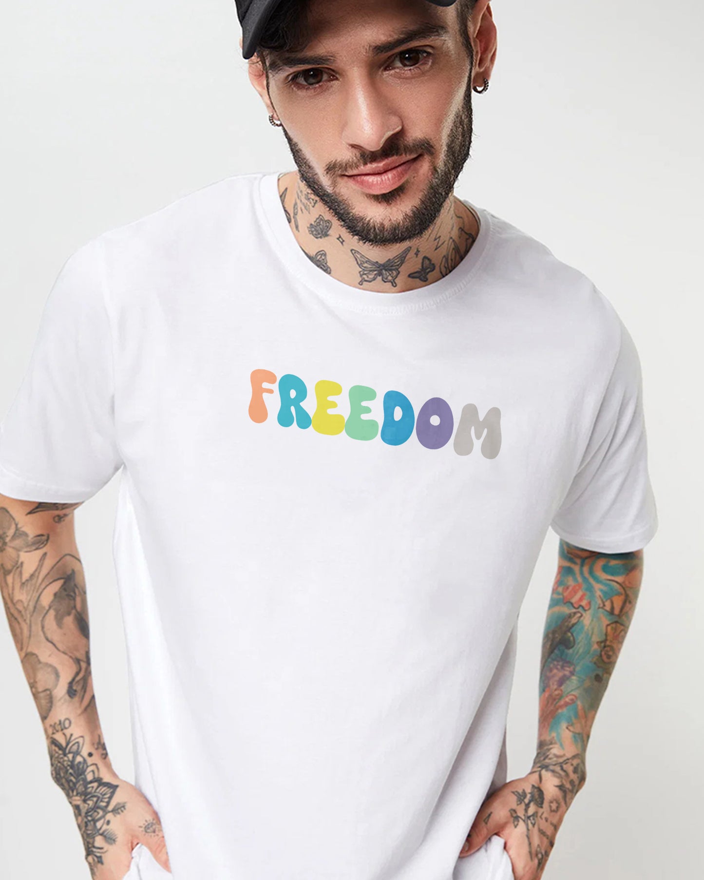 SKELETON FREEDOM COLORFUL WHITE T-SHIRT