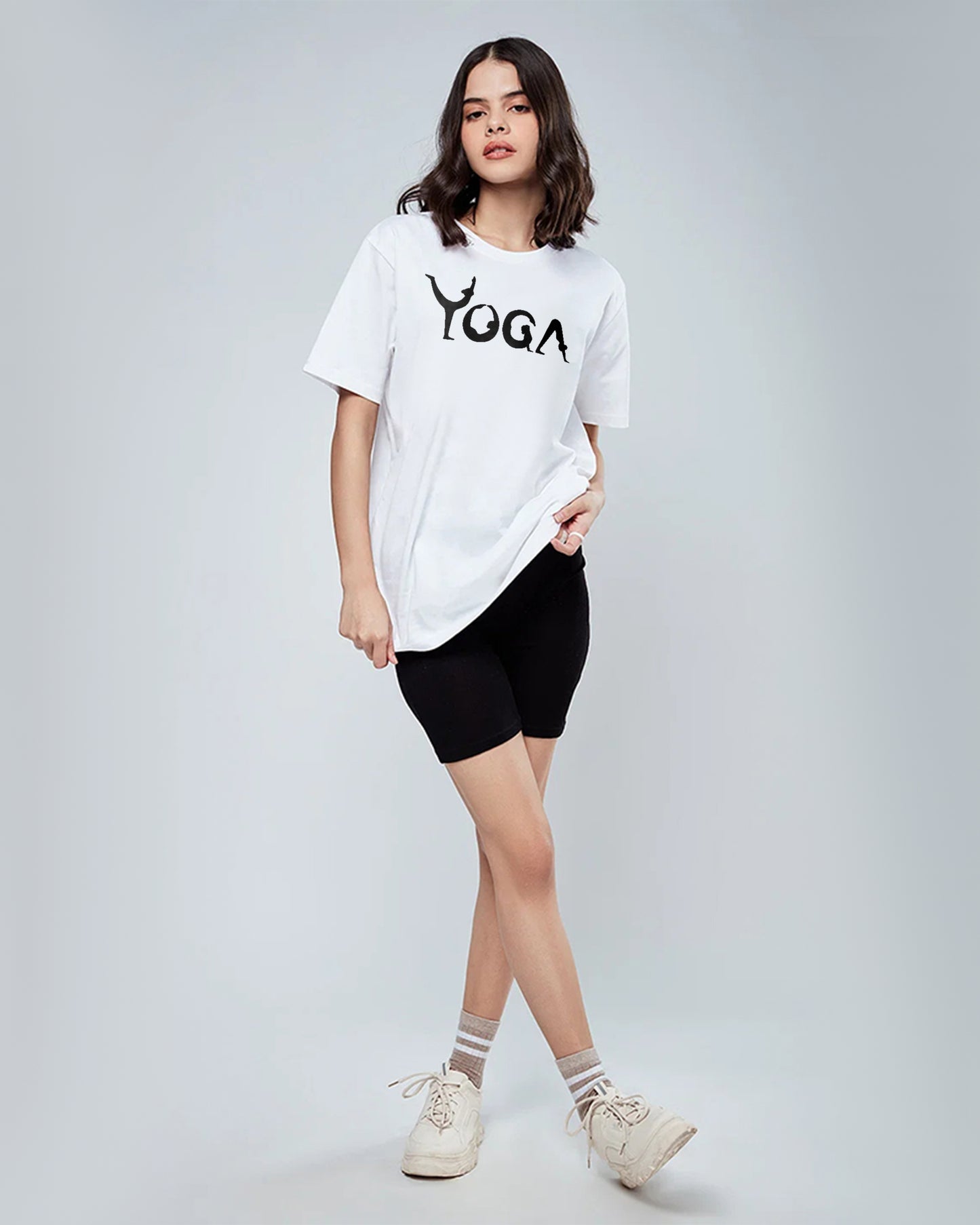 YOGA FIT AND ENERGETIC REGULAR FIT WHITE T-SHIRT