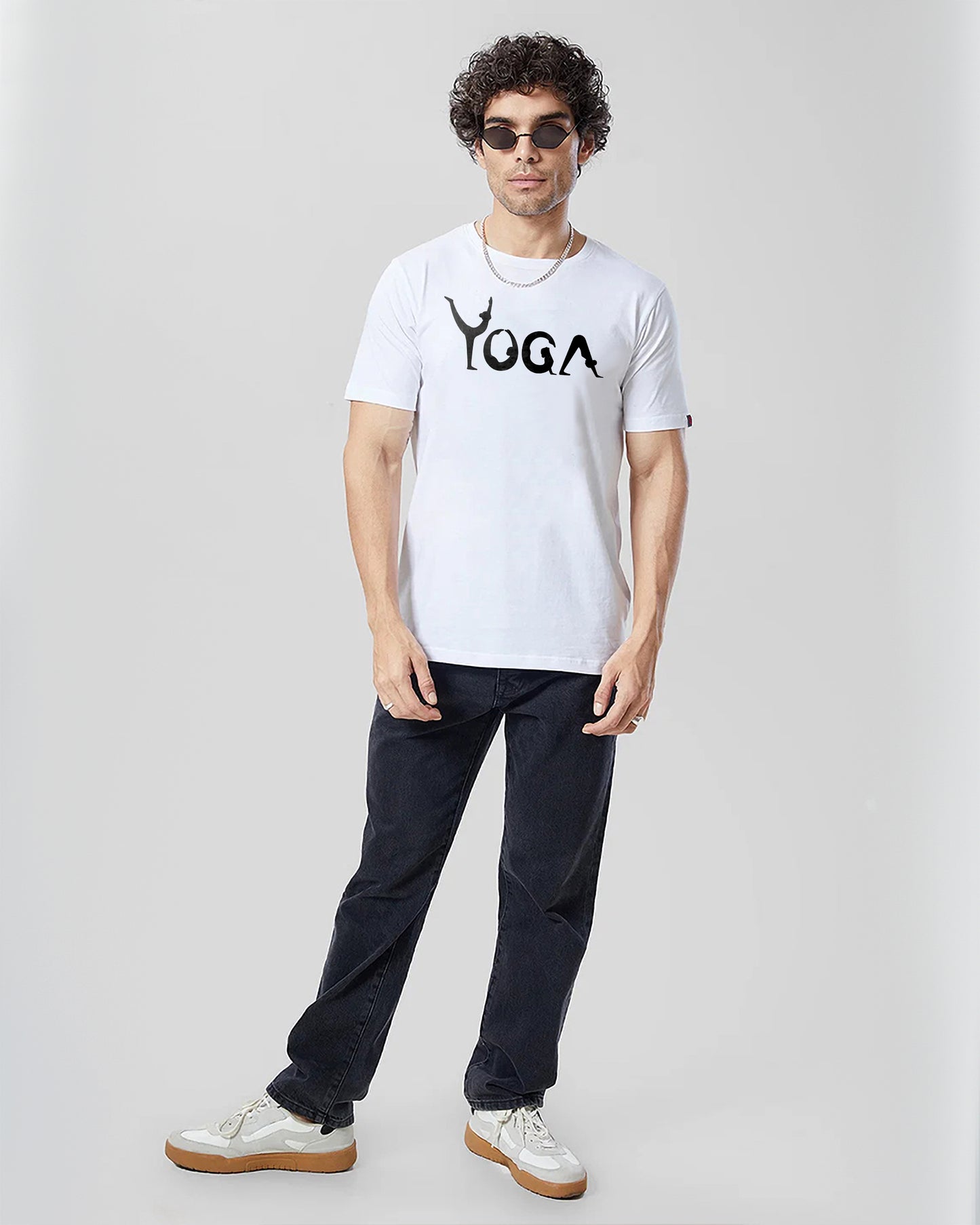 YOGA FIT AND ENERGETIC REGULAR FIT WHITE T-SHIRT