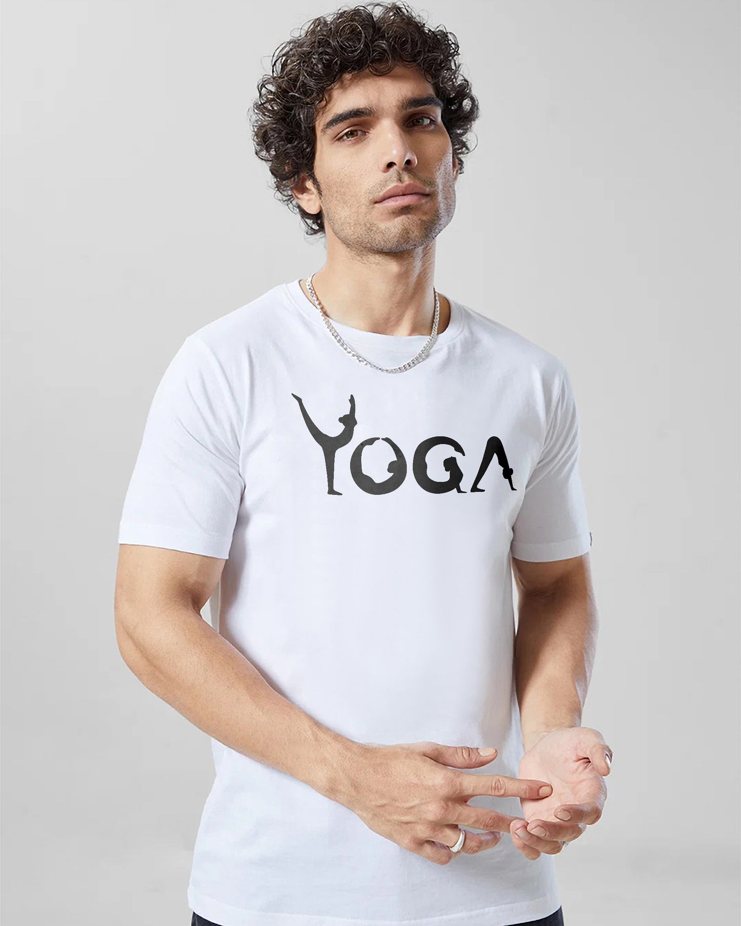 YOGA FIT AND ENERGETIC REGULAR FIT WHITE T-SHIRT