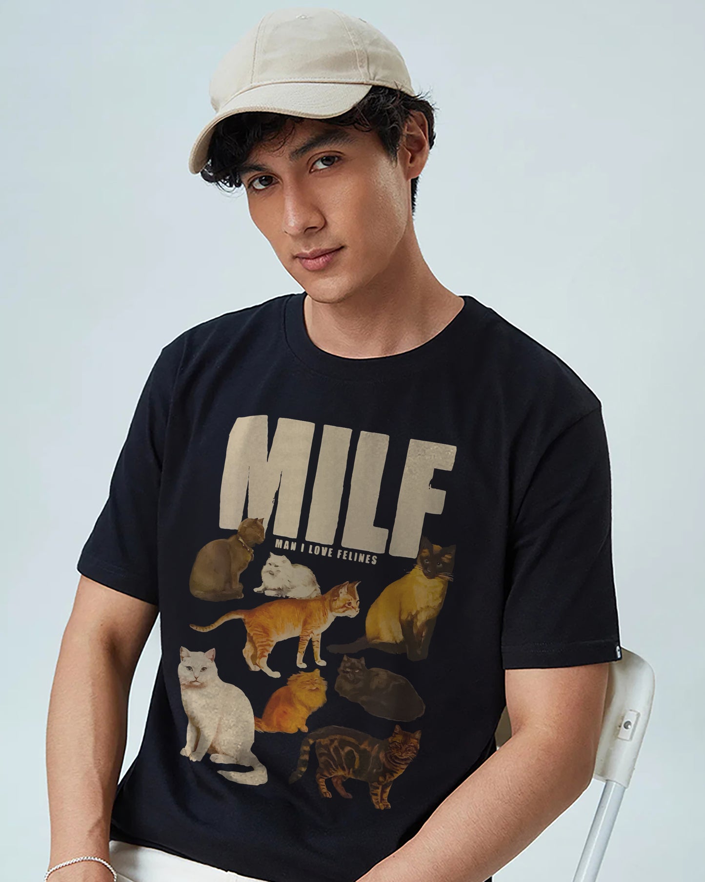 Milf Black Cotton | Regular Fit Tee