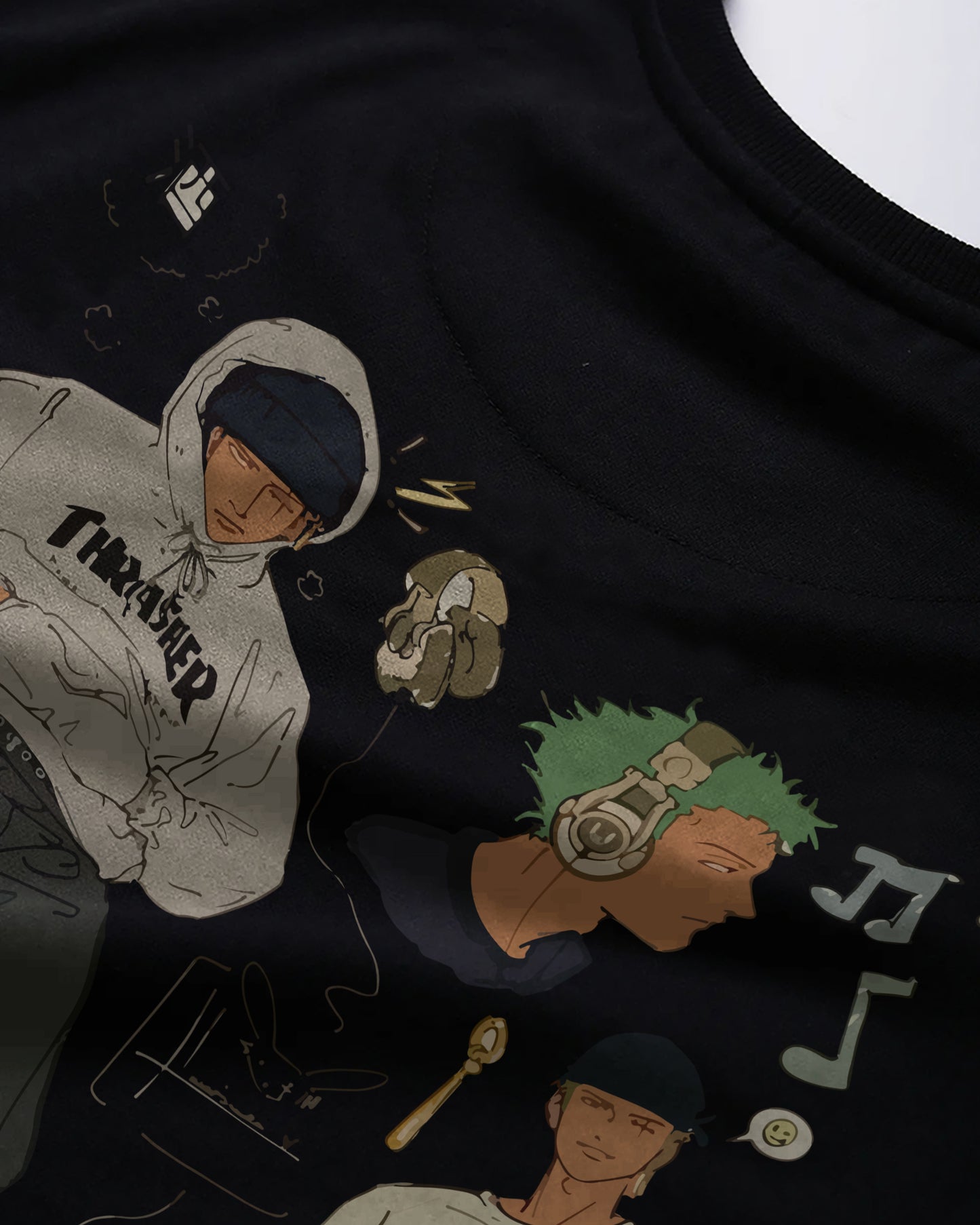 ZORO ANIME BLACK OVERSIZED T-SHIRT